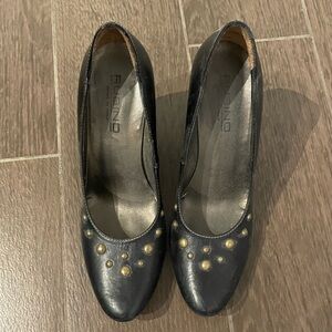 Black wedge heels with studded toe area